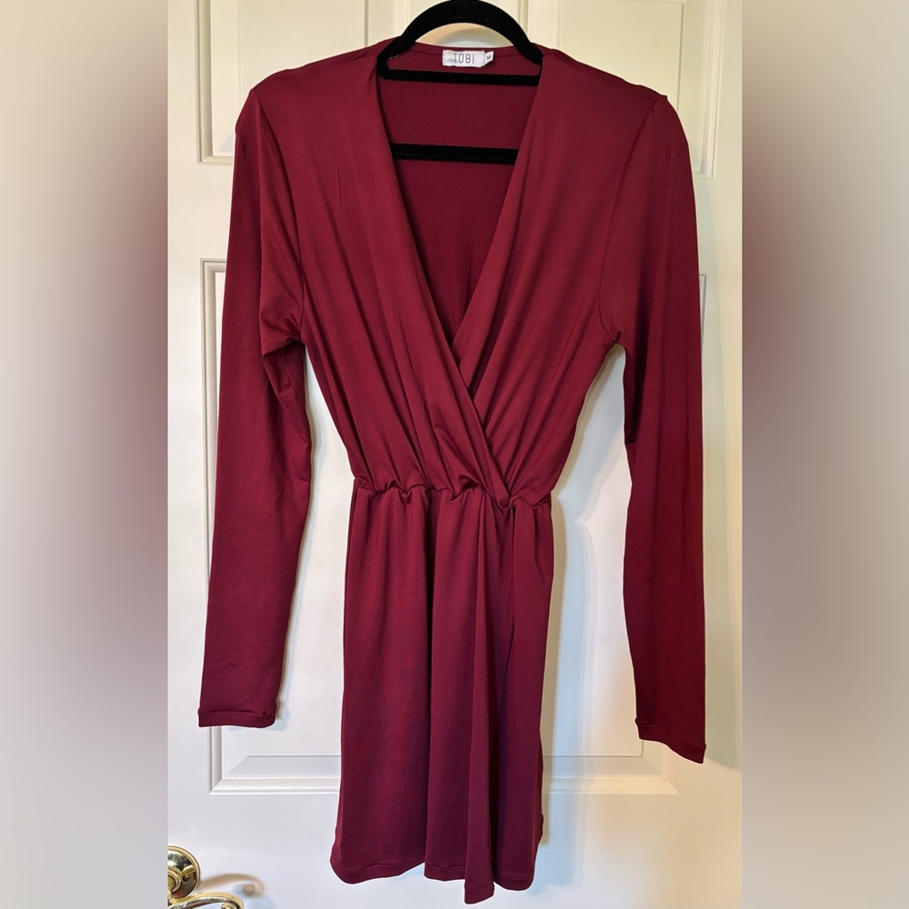 Burgundy Tobi Long Sleeve Mini Dress - Size Medium